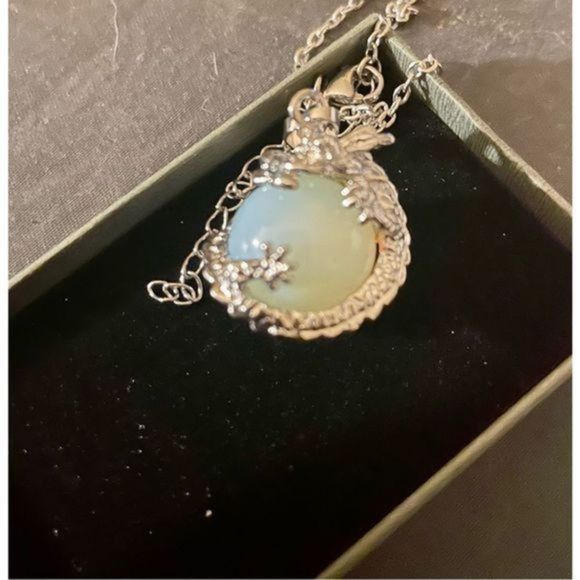 Opal dragon n STERLING SILVER CRYSTAL BALL NECKLACE - Picture 1 of 6